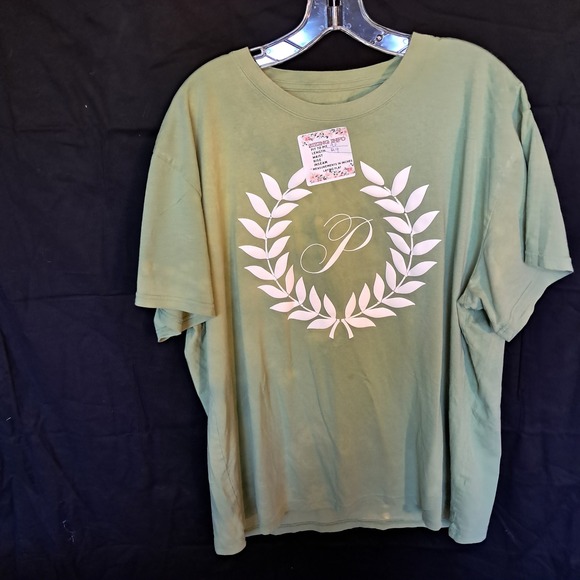 PINK Victoria's‎ Secret Graphic Tee Leaf Wreath Casual Top XL - Picture 1 of 4